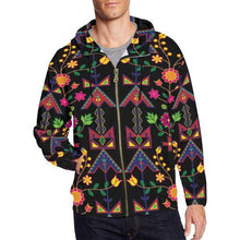 Load image into Gallery viewer, Geometric Floral Spring-Black All Over Print Full Zip Hoodie for Men (Model H14) All Over Print Full Zip Hoodie for Men (H14) e-joyer 
