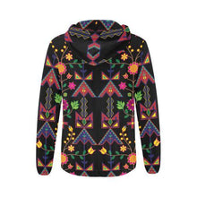 Load image into Gallery viewer, Geometric Floral Spring-Black All Over Print Full Zip Hoodie for Women (Model H14) All Over Print Full Zip Hoodie for Women (H14) e-joyer 
