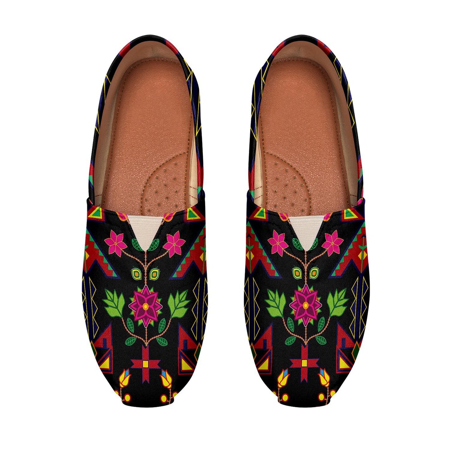 Geometric Floral Spring Black Casual Unisex Slip On Shoe Herman 