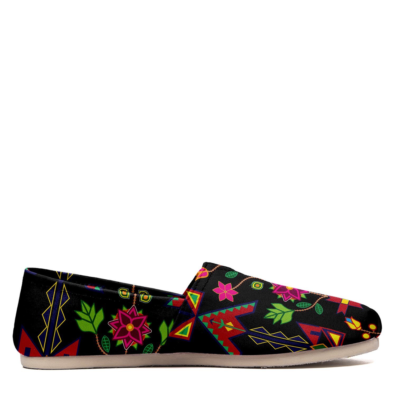 Geometric Floral Spring Black Casual Unisex Slip On Shoe Herman 