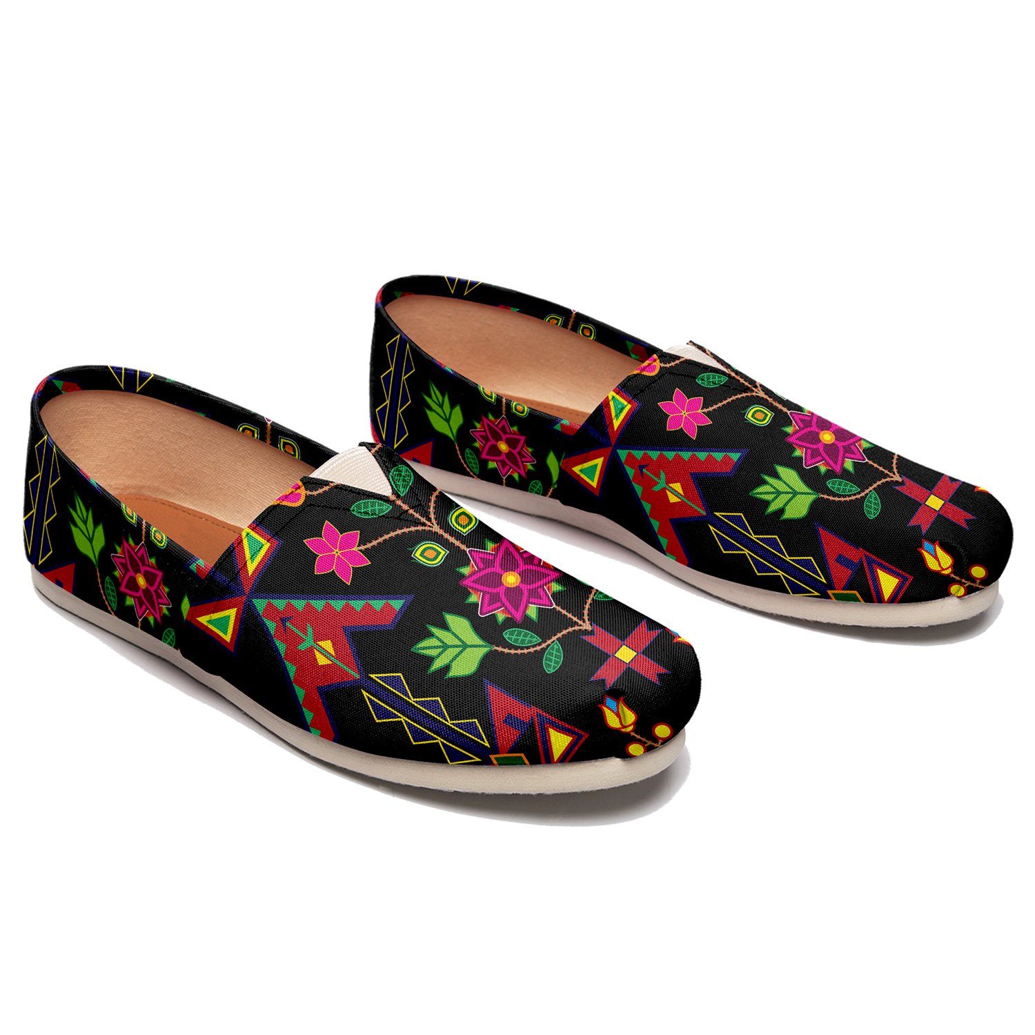 Geometric Floral Spring Black Casual Unisex Slip On Shoe Herman 