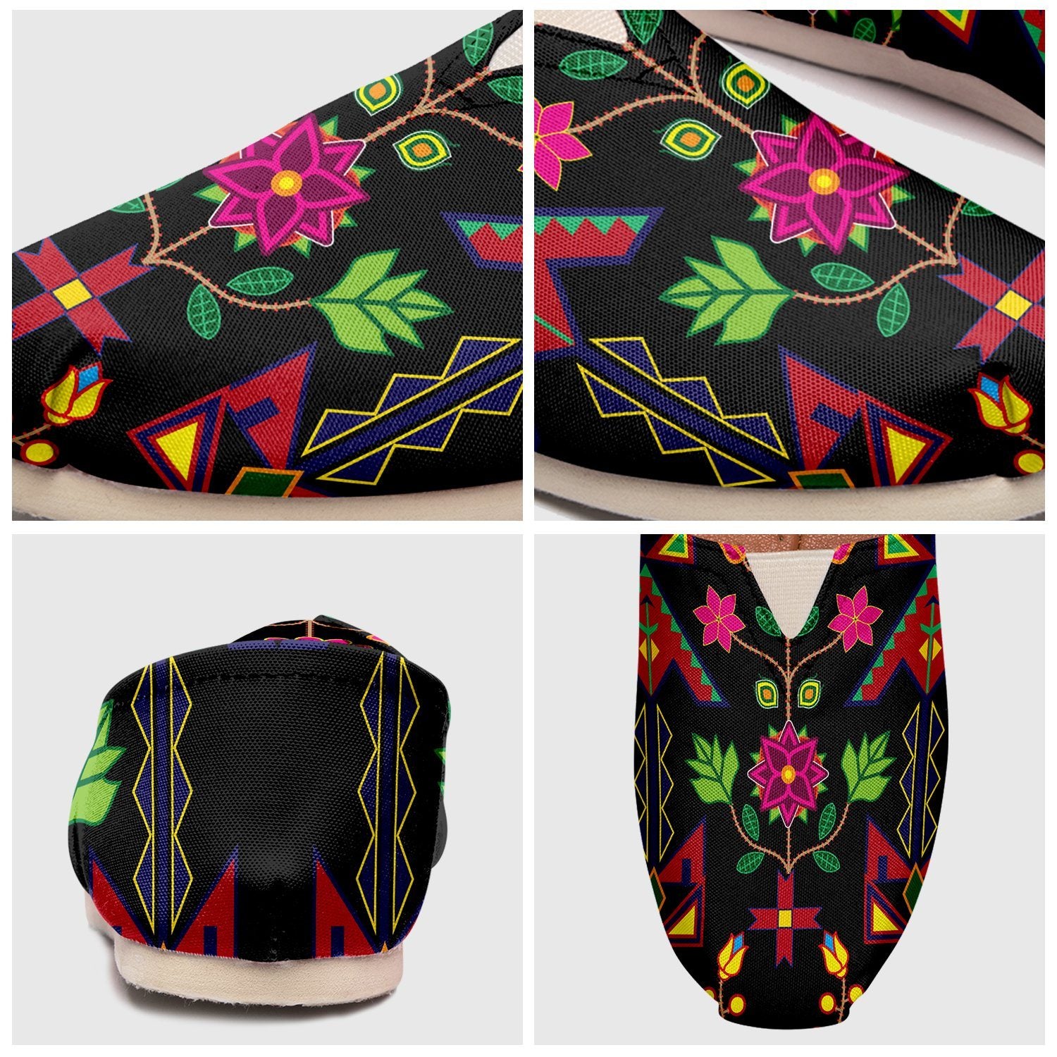 Geometric Floral Spring Black Casual Unisex Slip On Shoe Herman 