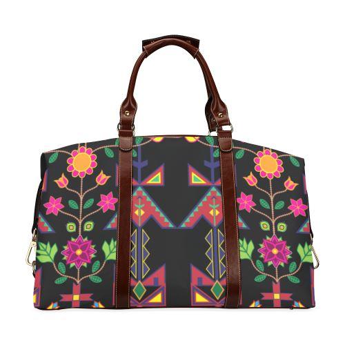 Geometric Floral Spring-Black Classic Travel Bag (Model 1643) Remake Classic Travel Bags (1643) e-joyer 