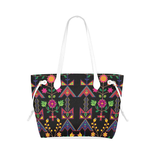 Geometric Floral Spring - Black Clover Canvas Tote Bag (Model 1661) Clover Canvas Tote Bag (1661) e-joyer 