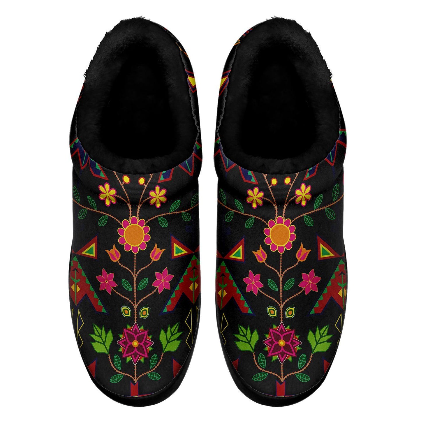 Geometric Floral Spring Black Ikinnii Indoor Slipper 49 Dzine 