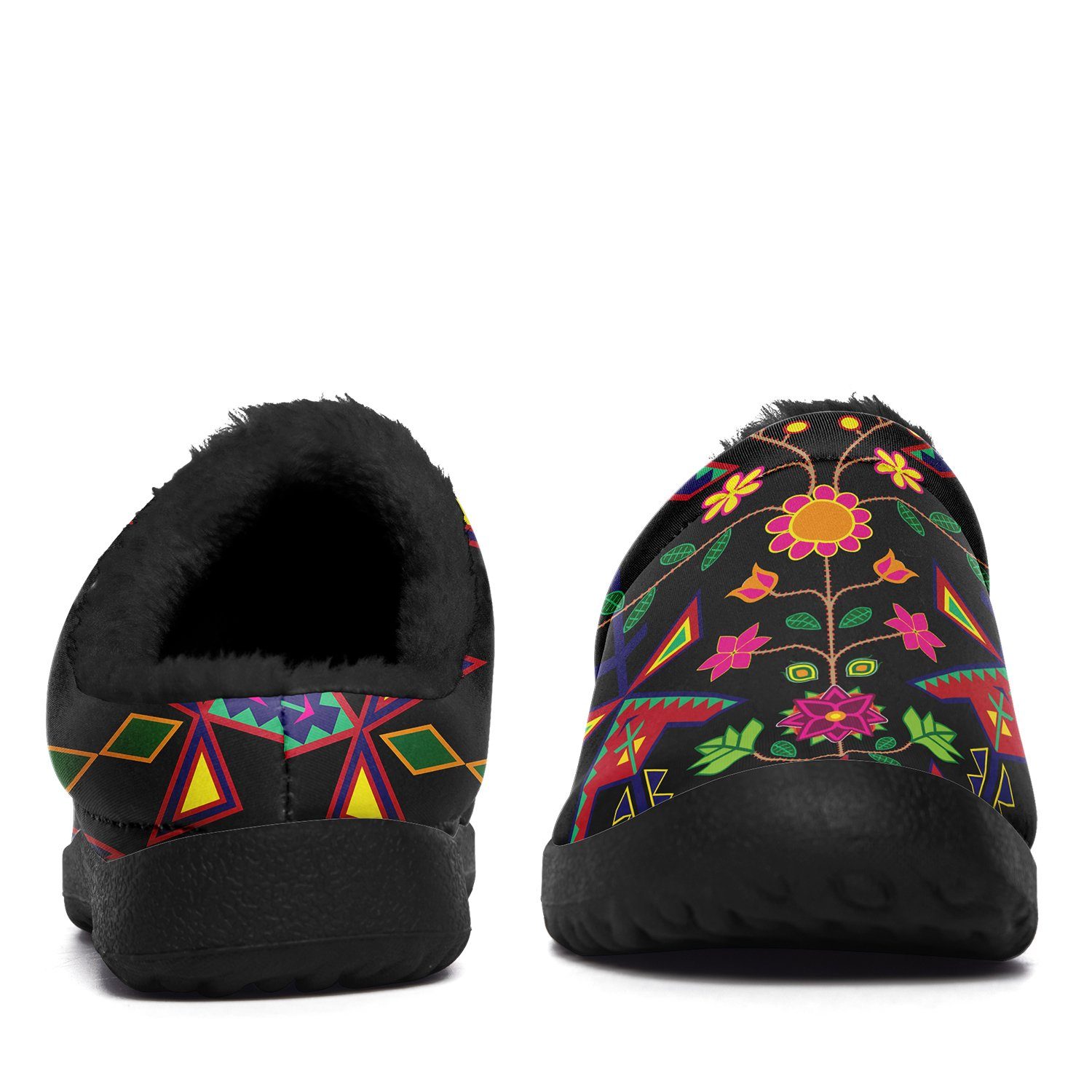 Geometric Floral Spring Black Ikinnii Indoor Slipper 49 Dzine 