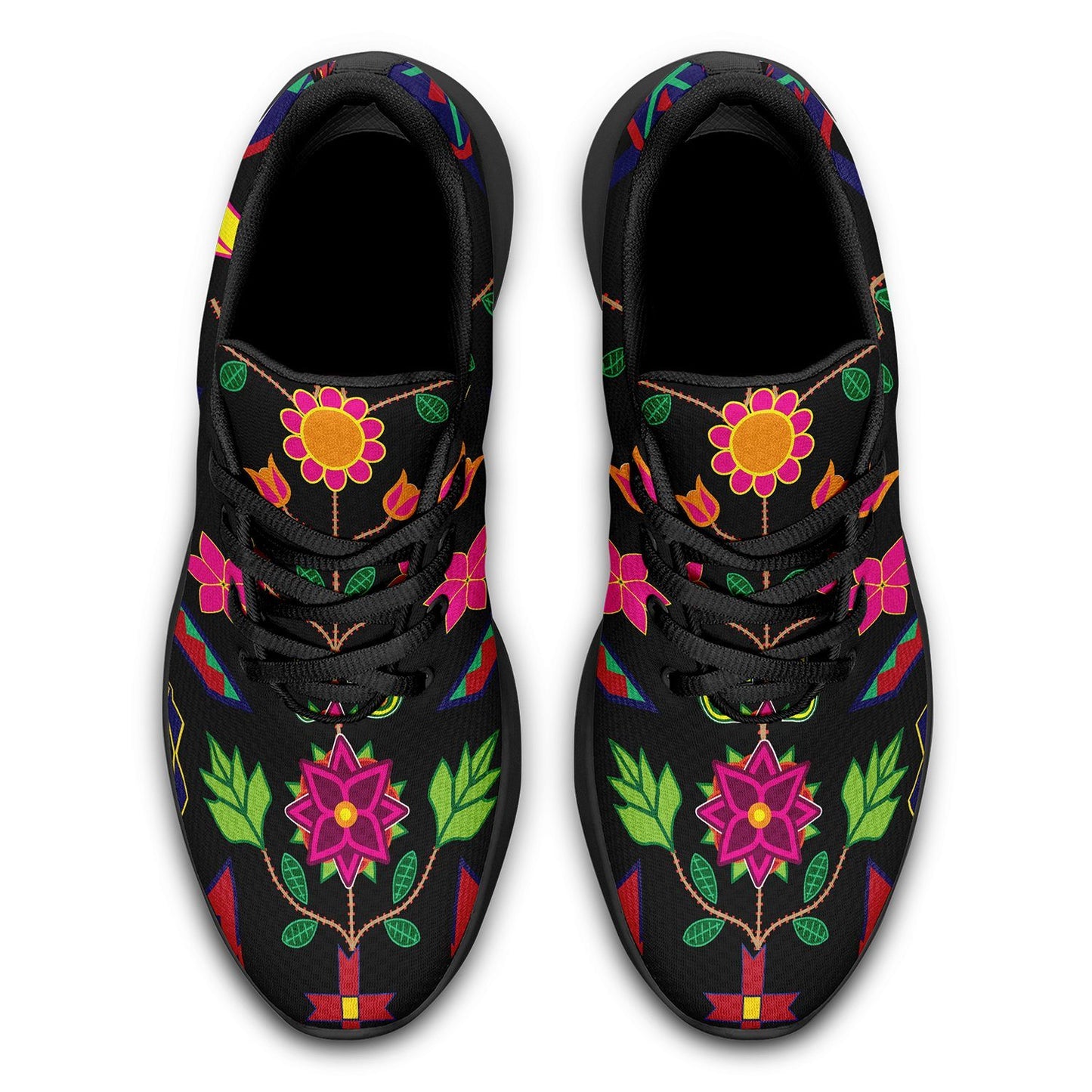 Geometric Floral Spring Black Ikkaayi Sport Sneakers ikkaayi Herman 