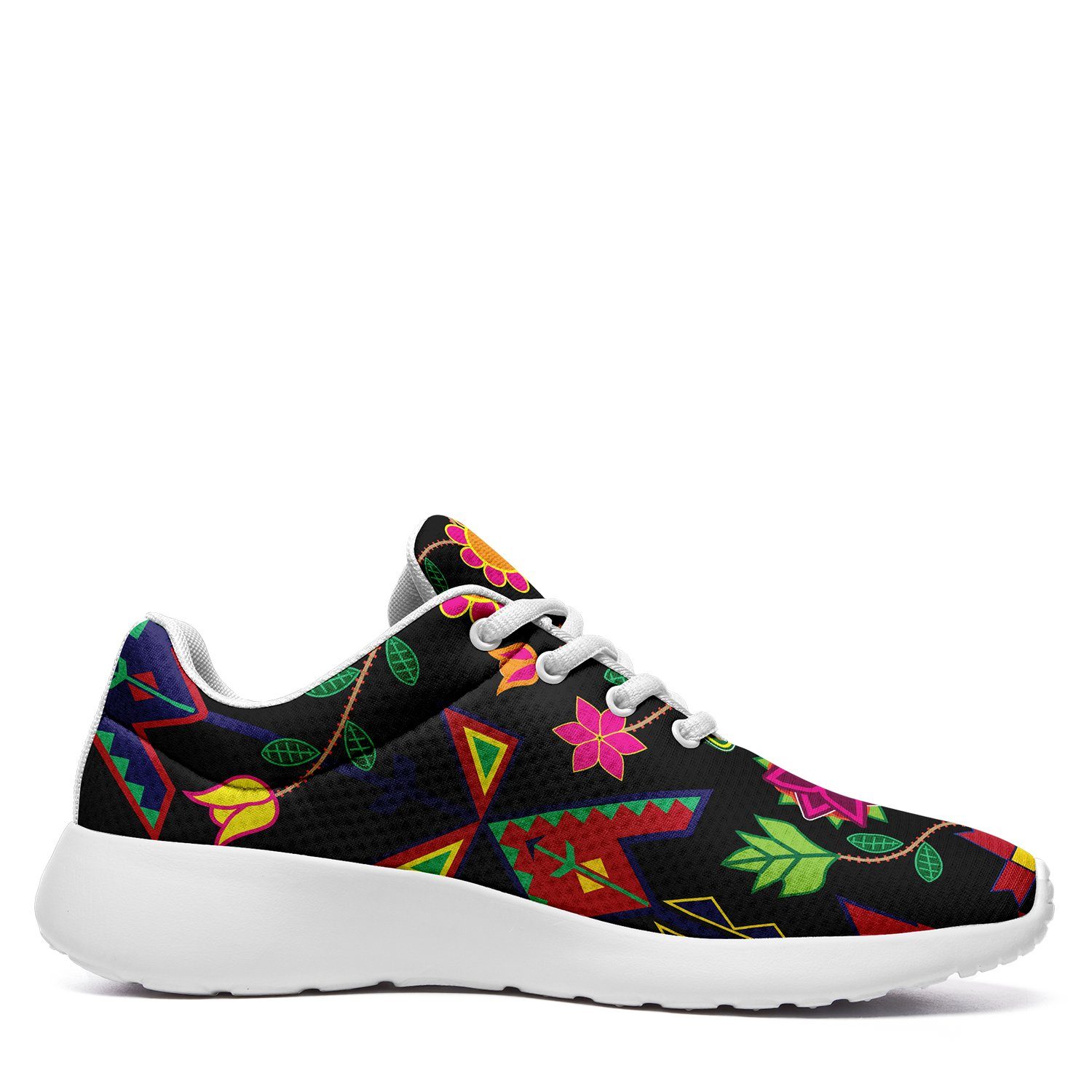 Geometric Floral Spring Black Ikkaayi Sport Sneakers ikkaayi Herman 