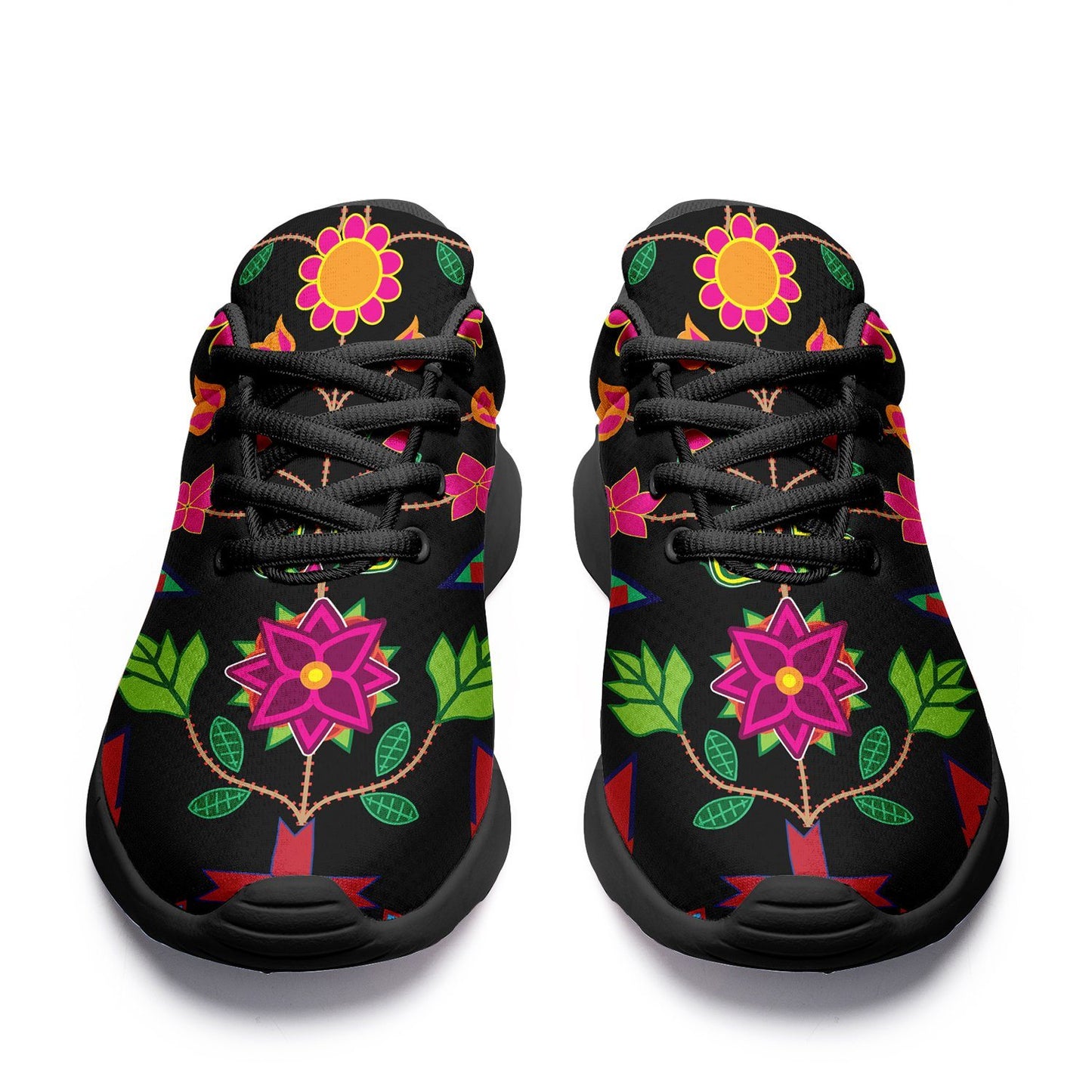 Geometric Floral Spring Black Ikkaayi Sport Sneakers ikkaayi Herman 