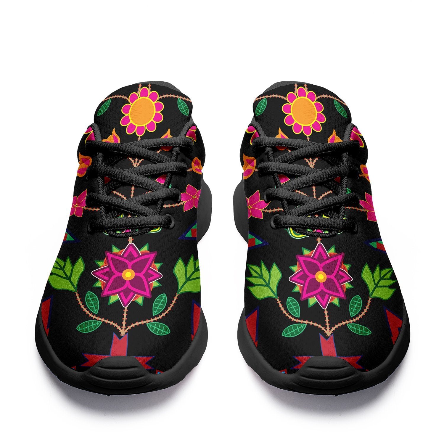 Geometric Floral Spring Black Ikkaayi Sport Sneakers ikkaayi Herman 