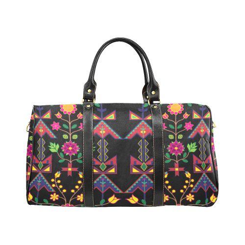 Geometric Floral Spring-Black New Waterproof Travel Bag/Large (Model 1639) Waterproof Travel Bags (1639) e-joyer 