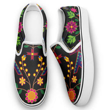 Load image into Gallery viewer, Geometric Floral Spring Black Otoyimm Canvas Slip On Shoes otoyimm Herman 
