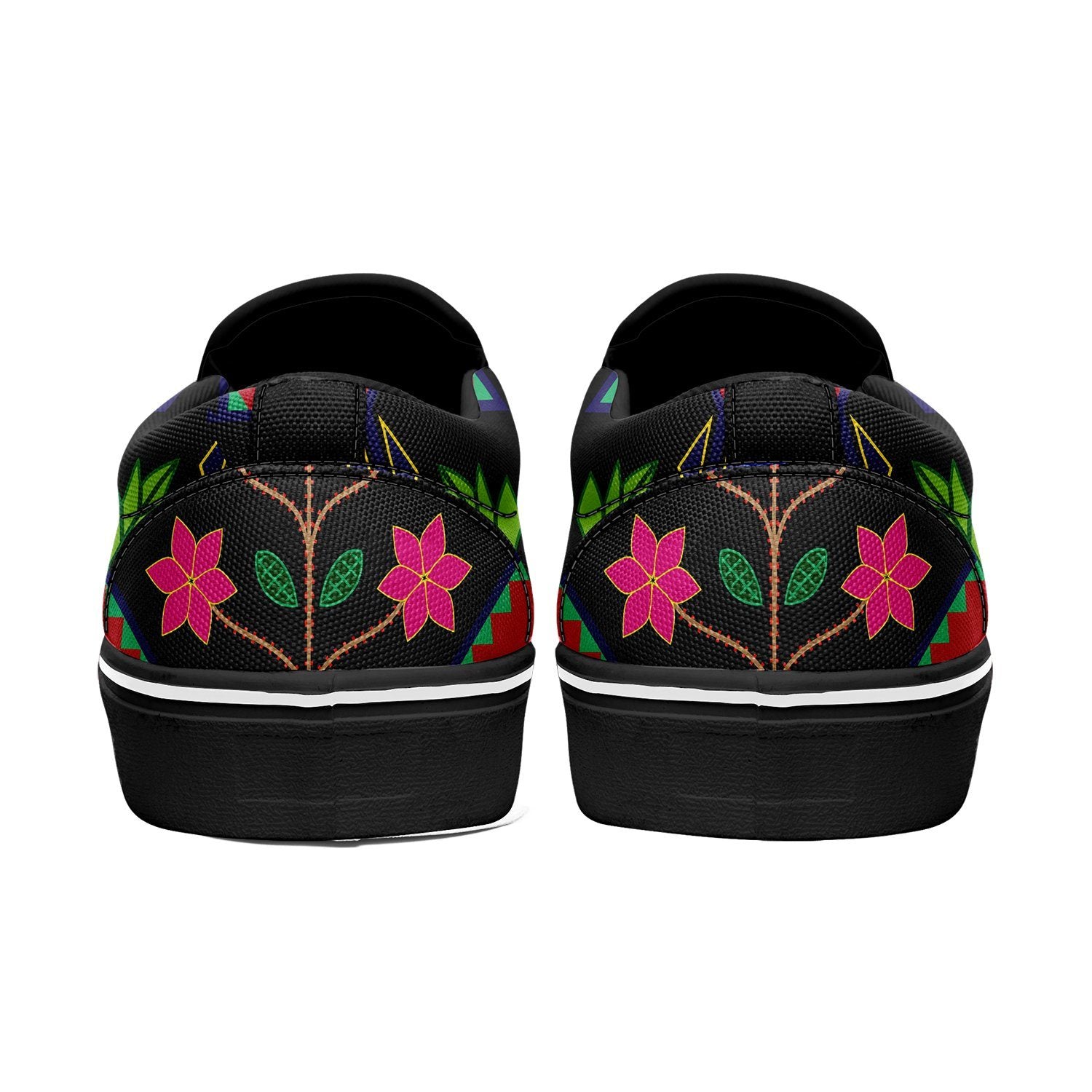 Geometric Floral Spring Black Otoyimm Kid's Canvas Slip On Shoes otoyimm Herman 