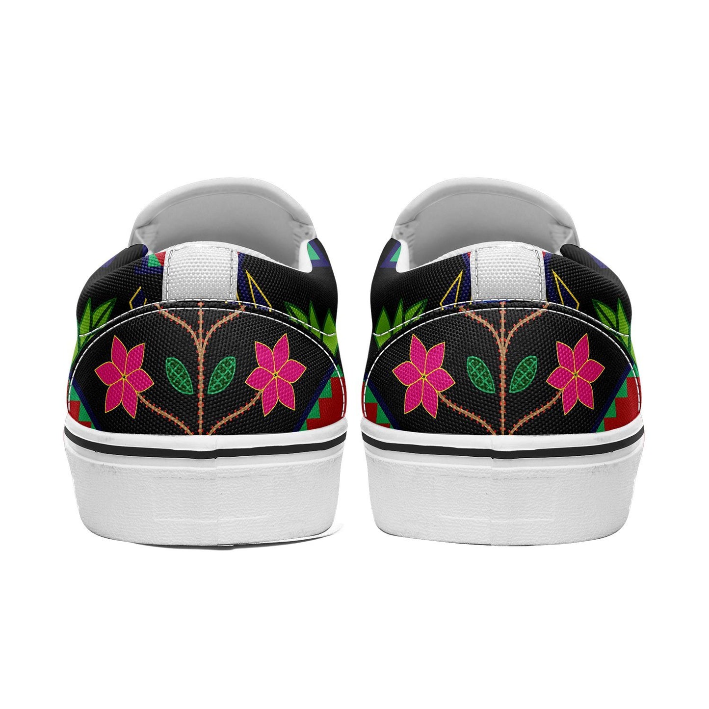 Geometric Floral Spring Black Otoyimm Kid's Canvas Slip On Shoes otoyimm Herman 