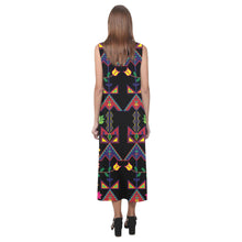 Load image into Gallery viewer, Geometric Floral Spring - Black Phaedra Sleeveless Open Fork Long Dress (Model D08) Phaedra Sleeveless Open Fork Long Dress (D08) e-joyer 

