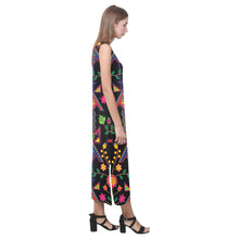 Load image into Gallery viewer, Geometric Floral Spring - Black Phaedra Sleeveless Open Fork Long Dress (Model D08) Phaedra Sleeveless Open Fork Long Dress (D08) e-joyer 
