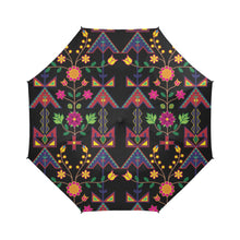 Load image into Gallery viewer, Geometric Floral Spring-Black Semi-Automatic Foldable Umbrella Semi-Automatic Foldable Umbrella e-joyer 
