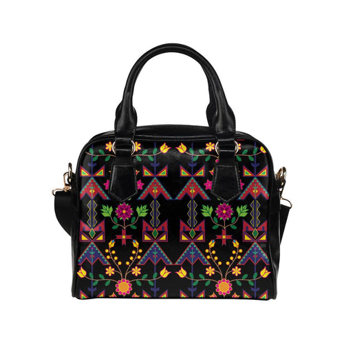 Geometric Floral Spring-Black Shoulder Handbag (Model 1634) Shoulder Handbags (1634) e-joyer 