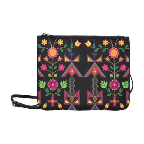 Geometric Floral Spring-Black Slim Clutch Bag (Model 1668) Slim Clutch Bags (1668) e-joyer 