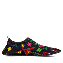 Load image into Gallery viewer, Geometric Floral Spring Black Sockamoccs Kid&#39;s Slip On Shoes Herman 
