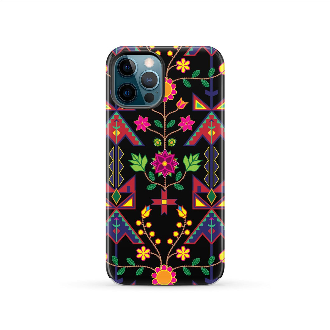 Geometric Floral Spring - Black Tough Case Tough Case wc-fulfillment iPhone 12 Pro 