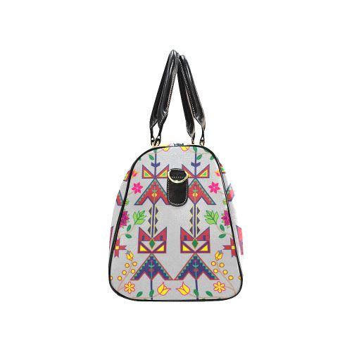Geometric Floral Spring-Gray New Waterproof Travel Bag/Large (Model 1639) Waterproof Travel Bags (1639) e-joyer 