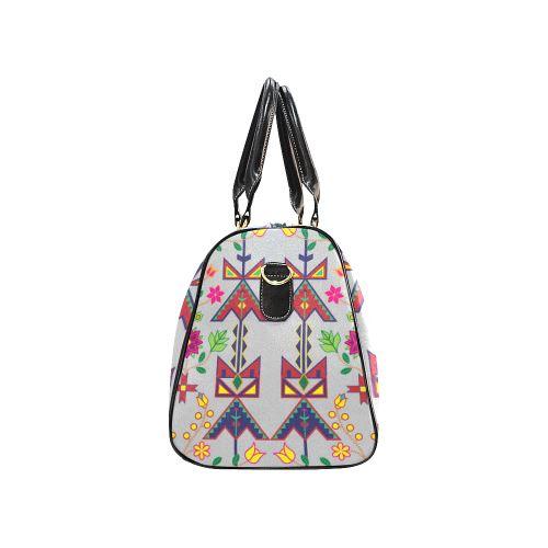 Geometric Floral Spring-Gray New Waterproof Travel Bag/Large (Model 1639) Waterproof Travel Bags (1639) e-joyer 