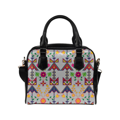 Geometric Floral Spring-Gray Shoulder Handbag (Model 1634) Shoulder Handbags (1634) e-joyer 