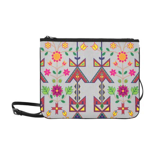 Geometric Floral Spring-Gray Slim Clutch Bag (Model 1668) Slim Clutch Bags (1668) e-joyer 