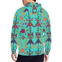 Load image into Gallery viewer, Geometric Floral Spring-Sky All Over Print Full Zip Hoodie for Men (Model H14) All Over Print Full Zip Hoodie for Men (H14) e-joyer 
