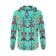 Load image into Gallery viewer, Geometric Floral Spring-Sky All Over Print Full Zip Hoodie for Women (Model H14) All Over Print Full Zip Hoodie for Women (H14) e-joyer 
