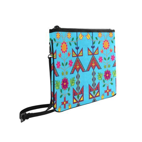 Geometric Floral Spring-Sky Blue Slim Clutch Bag (Model 1668) Slim Clutch Bags (1668) e-joyer 