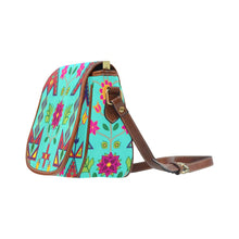 Load image into Gallery viewer, Geometric Floral Spring - Sky Saddle Bag/Small (Model 1649) Full Customization Saddle Bag/Small (Full Customization) e-joyer 
