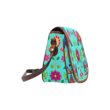Load image into Gallery viewer, Geometric Floral Spring - Sky Saddle Bag/Small (Model 1649) Full Customization Saddle Bag/Small (Full Customization) e-joyer 
