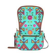 Load image into Gallery viewer, Geometric Floral Spring - Sky Saddle Bag/Small (Model 1649) Full Customization Saddle Bag/Small (Full Customization) e-joyer 
