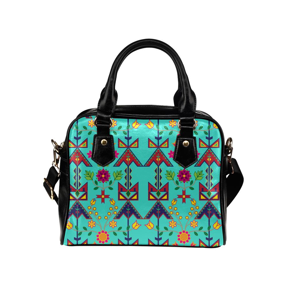 Geometric Floral Spring-Sky Shoulder Handbag (Model 1634) Shoulder Handbags (1634) e-joyer 