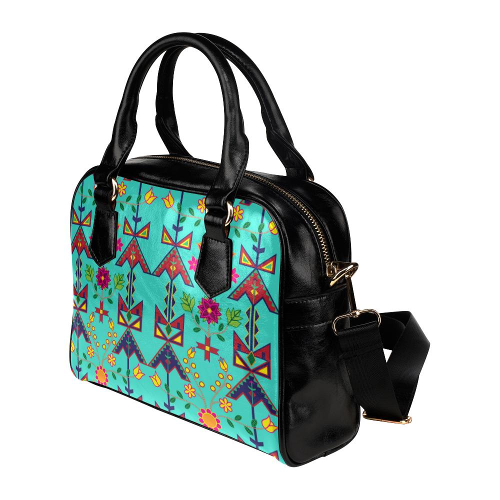 Geometric Floral Spring-Sky Shoulder Handbag (Model 1634) Shoulder Handbags (1634) e-joyer 