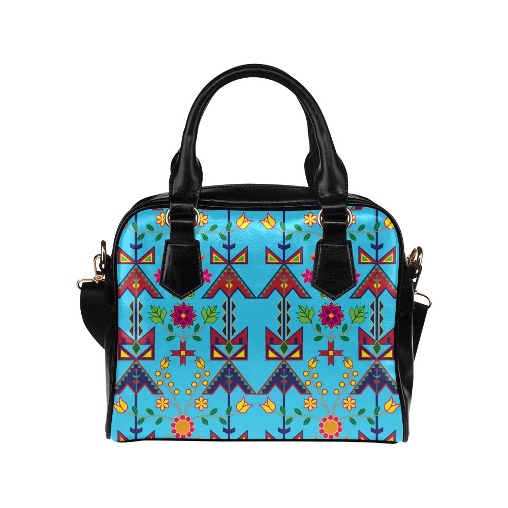 Geometric Floral Spring Sky Version 1 Shoulder Bag by 49 Dzine