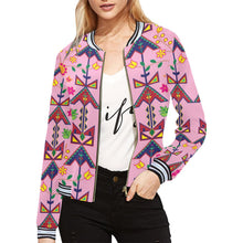 Load image into Gallery viewer, Geometric Floral Spring - Sunset All Over Print Bomber Jacket for Women (Model H21) All Over Print Bomber Jacket for Women (H21) e-joyer 
