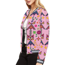 Load image into Gallery viewer, Geometric Floral Spring - Sunset All Over Print Bomber Jacket for Women (Model H21) All Over Print Bomber Jacket for Women (H21) e-joyer 
