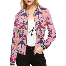 Load image into Gallery viewer, Geometric Floral Spring - Sunset All Over Print Bomber Jacket for Women (Model H21) All Over Print Bomber Jacket for Women (H21) e-joyer 
