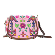Load image into Gallery viewer, Geometric Floral Spring - Sunset Saddle Bag/Small (Model 1649) Full Customization Saddle Bag/Small (Full Customization) e-joyer 
