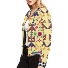 Load image into Gallery viewer, Geometric Floral Spring - Vanilla All Over Print Bomber Jacket for Women (Model H21) All Over Print Bomber Jacket for Women (H21) e-joyer 

