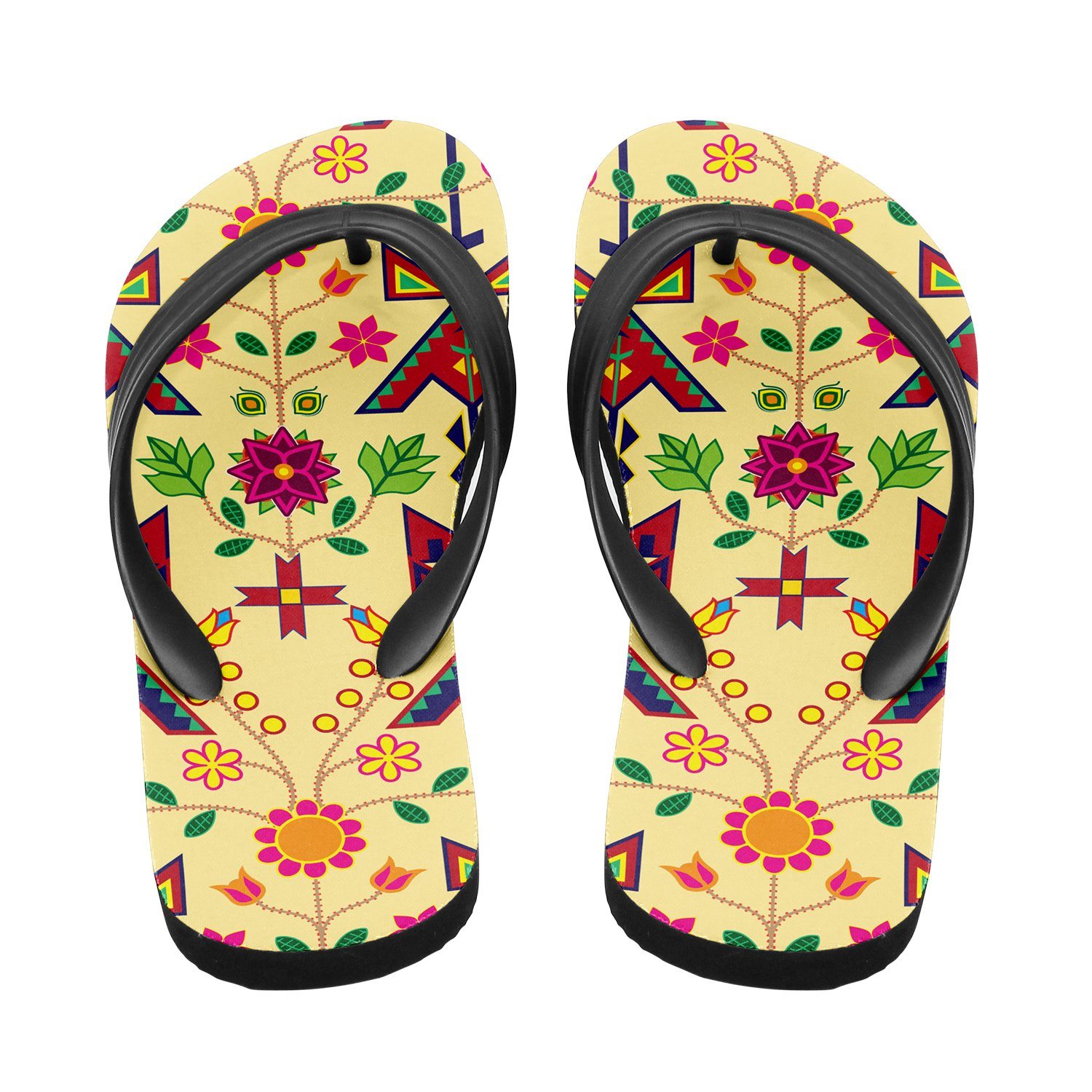 Geometric Floral Spring Vanilla Flip Flops 49 Dzine 