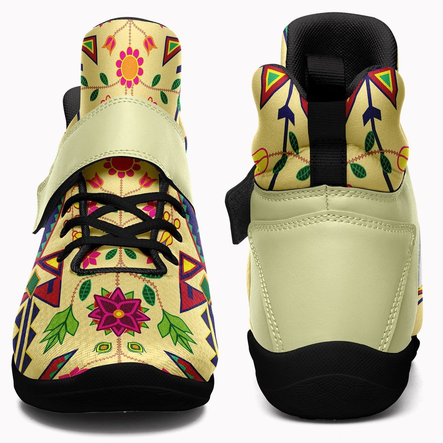 Geometric Floral Spring Vanilla Ipottaa Basketball / Sport High Top Shoes - Black Sole 49 Dzine 