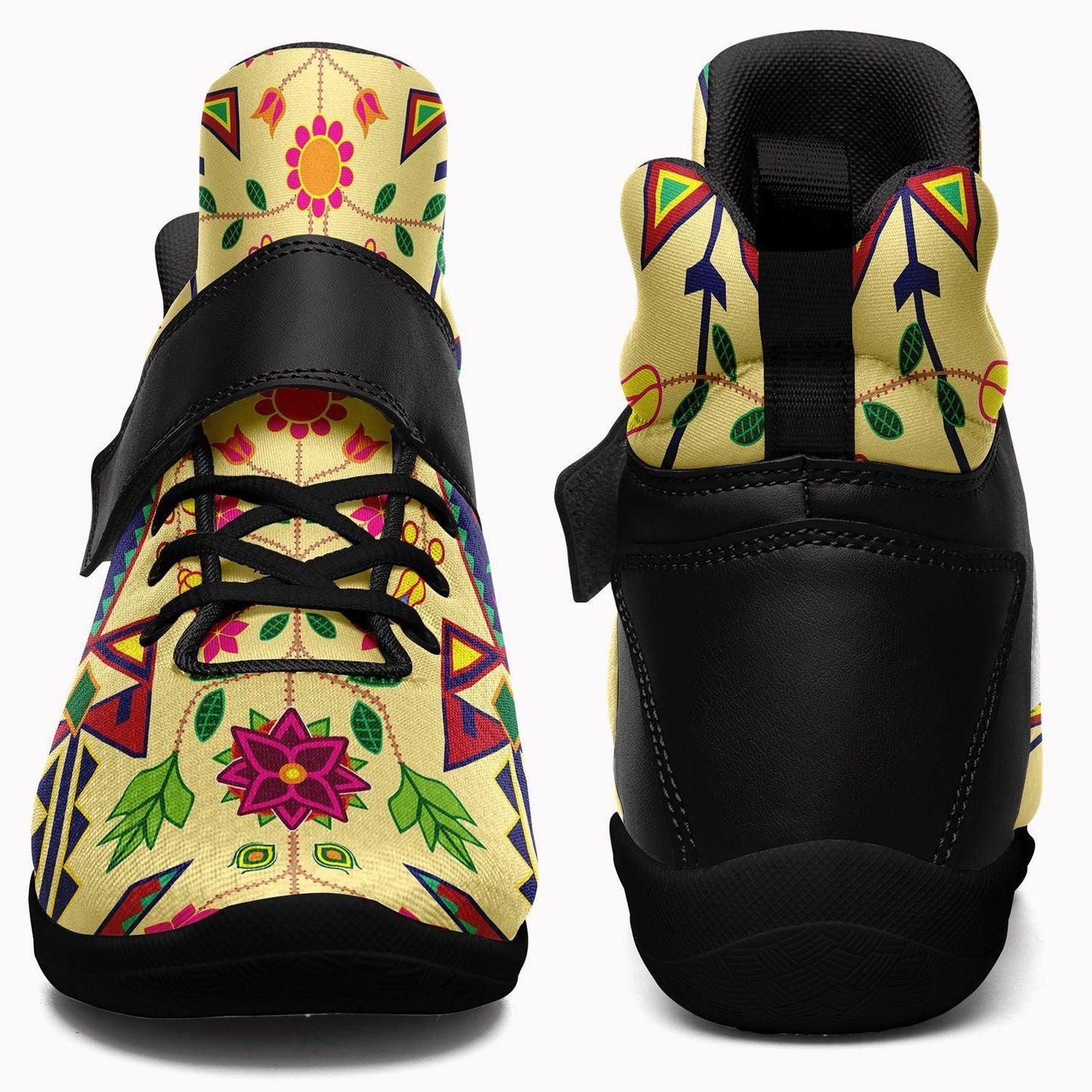 Geometric Floral Spring Vanilla Ipottaa Basketball / Sport High Top Shoes - Black Sole 49 Dzine 