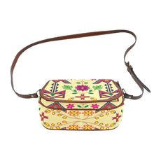 Load image into Gallery viewer, Geometric Floral Spring - Vanilla Saddle Bag/Small (Model 1649) Full Customization Saddle Bag/Small (Full Customization) e-joyer 
