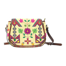 Load image into Gallery viewer, Geometric Floral Spring - Vanilla Saddle Bag/Small (Model 1649) Full Customization Saddle Bag/Small (Full Customization) e-joyer 
