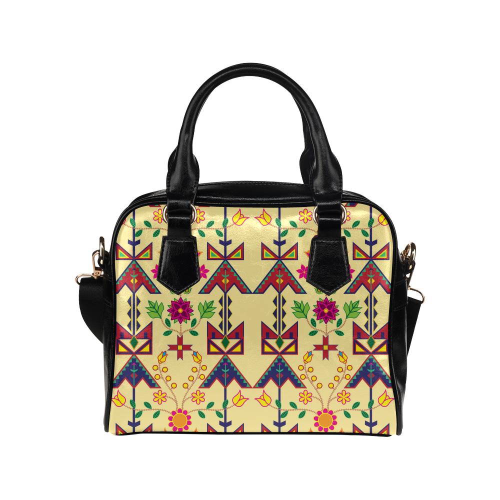 Geometric Floral Spring Vanilla Shoulder Bag by 49 Dzine
