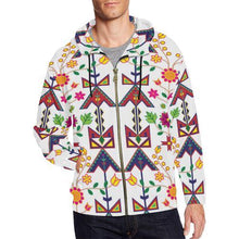 Load image into Gallery viewer, Geometric Floral Spring-White All Over Print Full Zip Hoodie for Men (Model H14) All Over Print Full Zip Hoodie for Men (H14) e-joyer 
